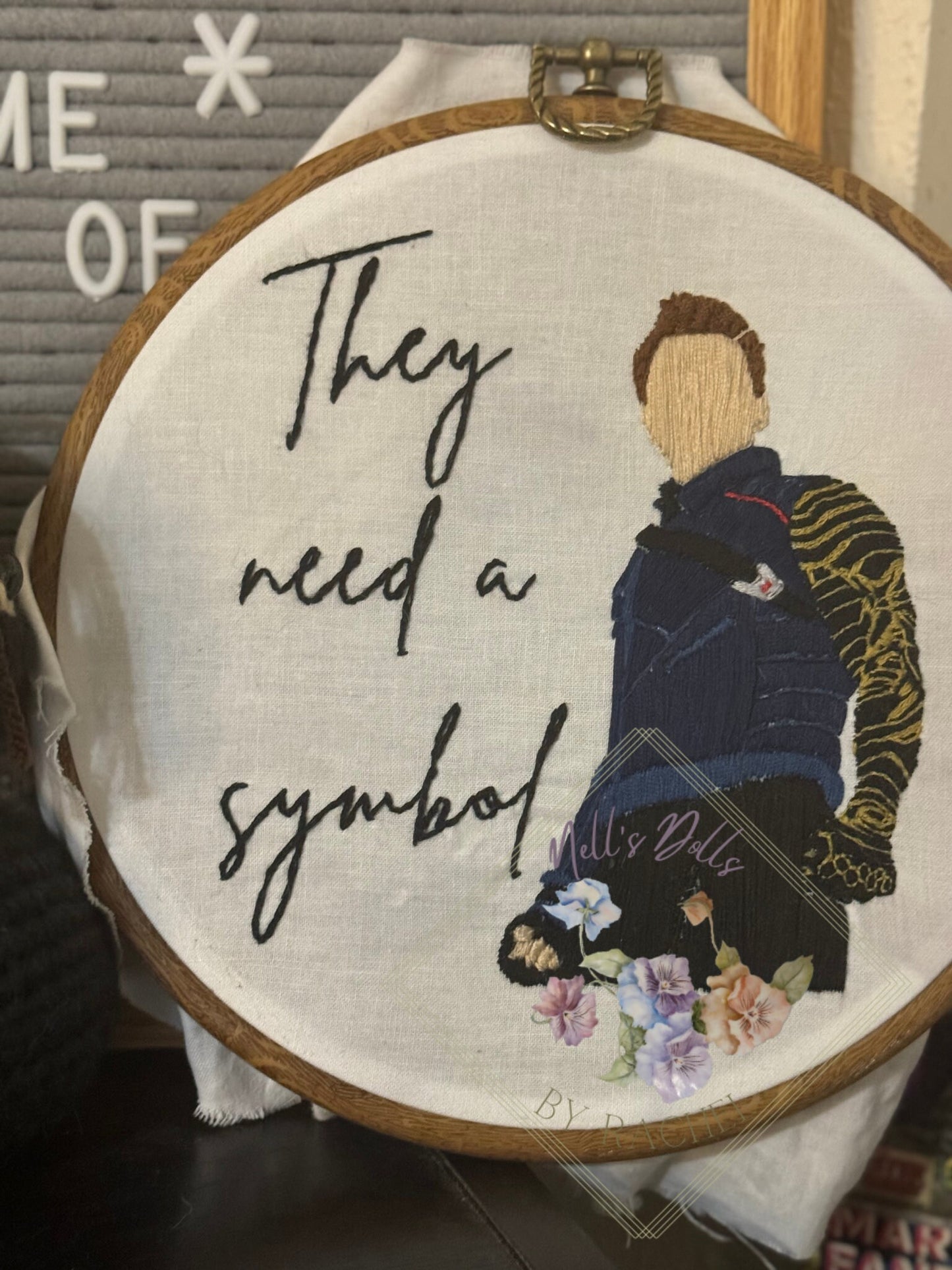 Bucky Barnes Symbol Embroidery with Hoop