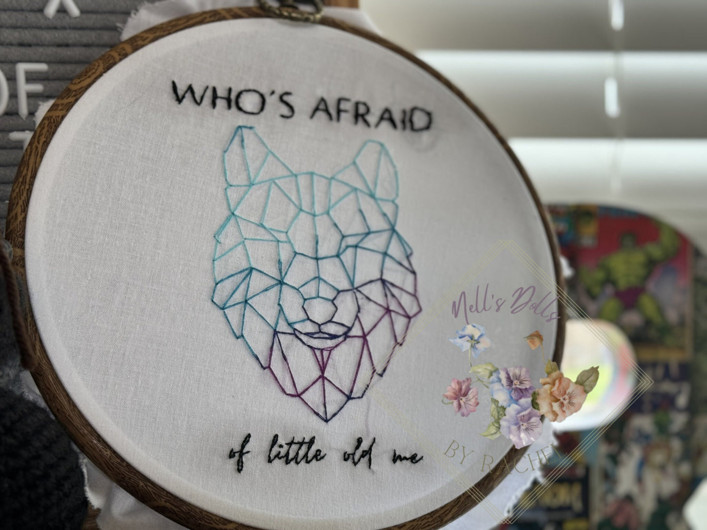 Who’s Afraid of Little Old Me Hand Embroidery with Hoop