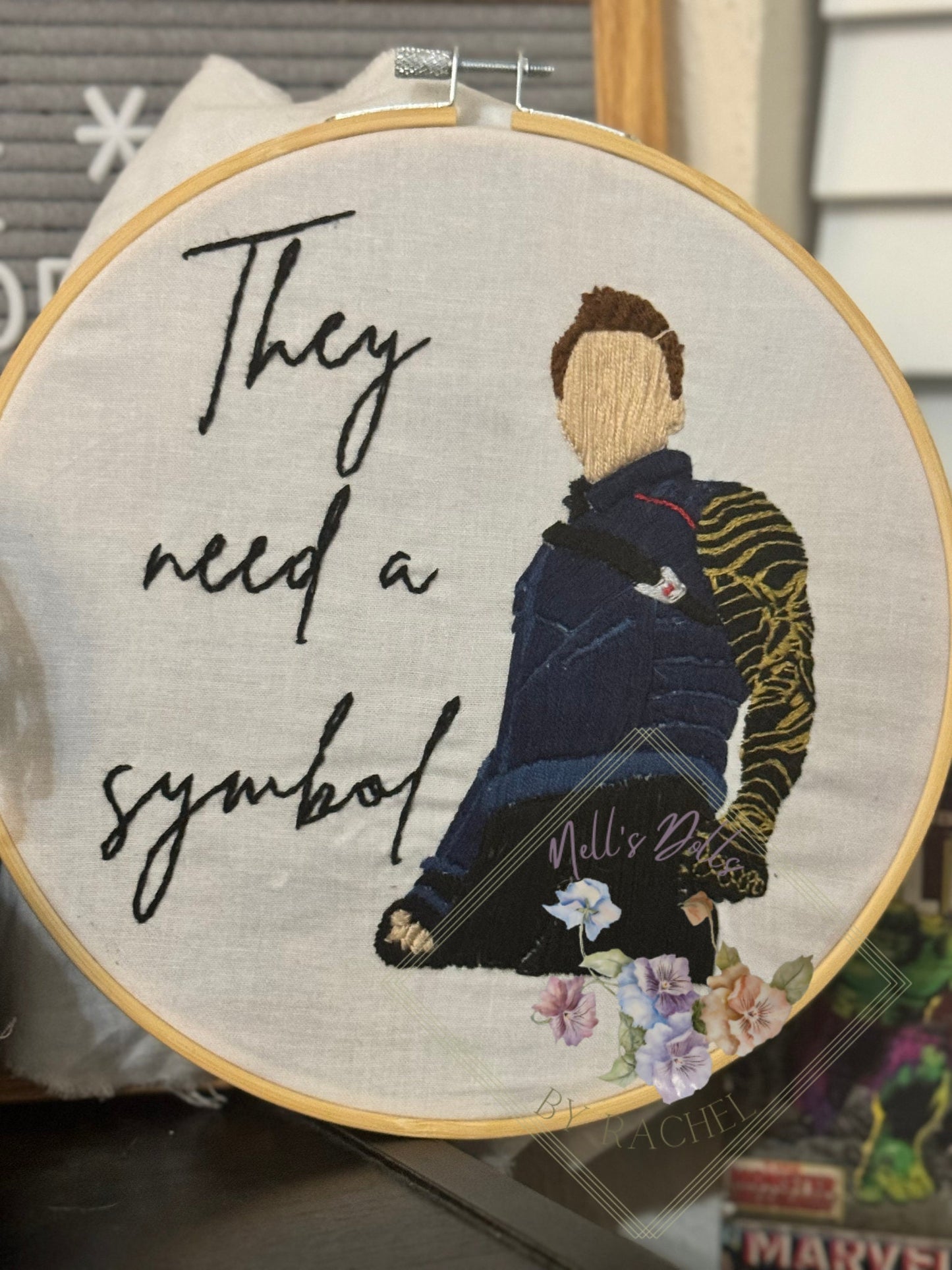 Bucky Barnes Symbol Embroidery with Hoop