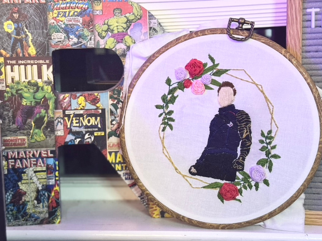 Bucky Barnes Floral Embroidery with Hoop