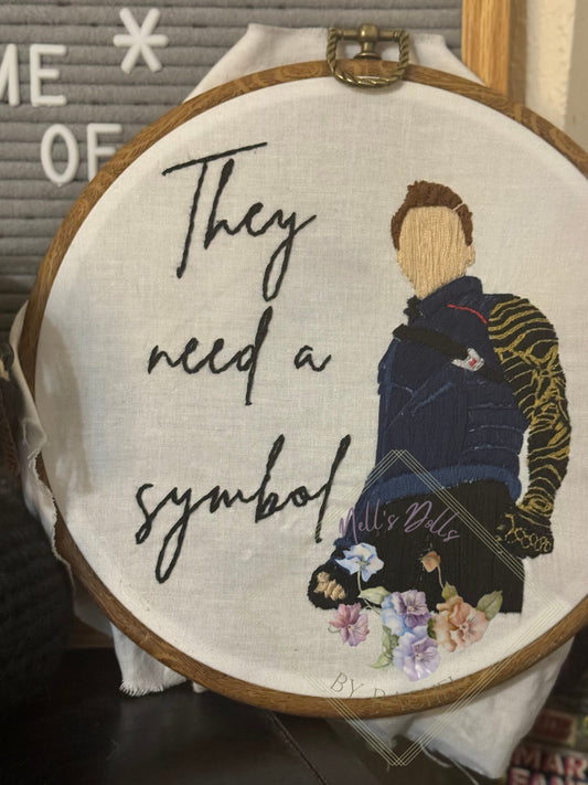 Bucky Barnes Symbol Embroidery with Hoop