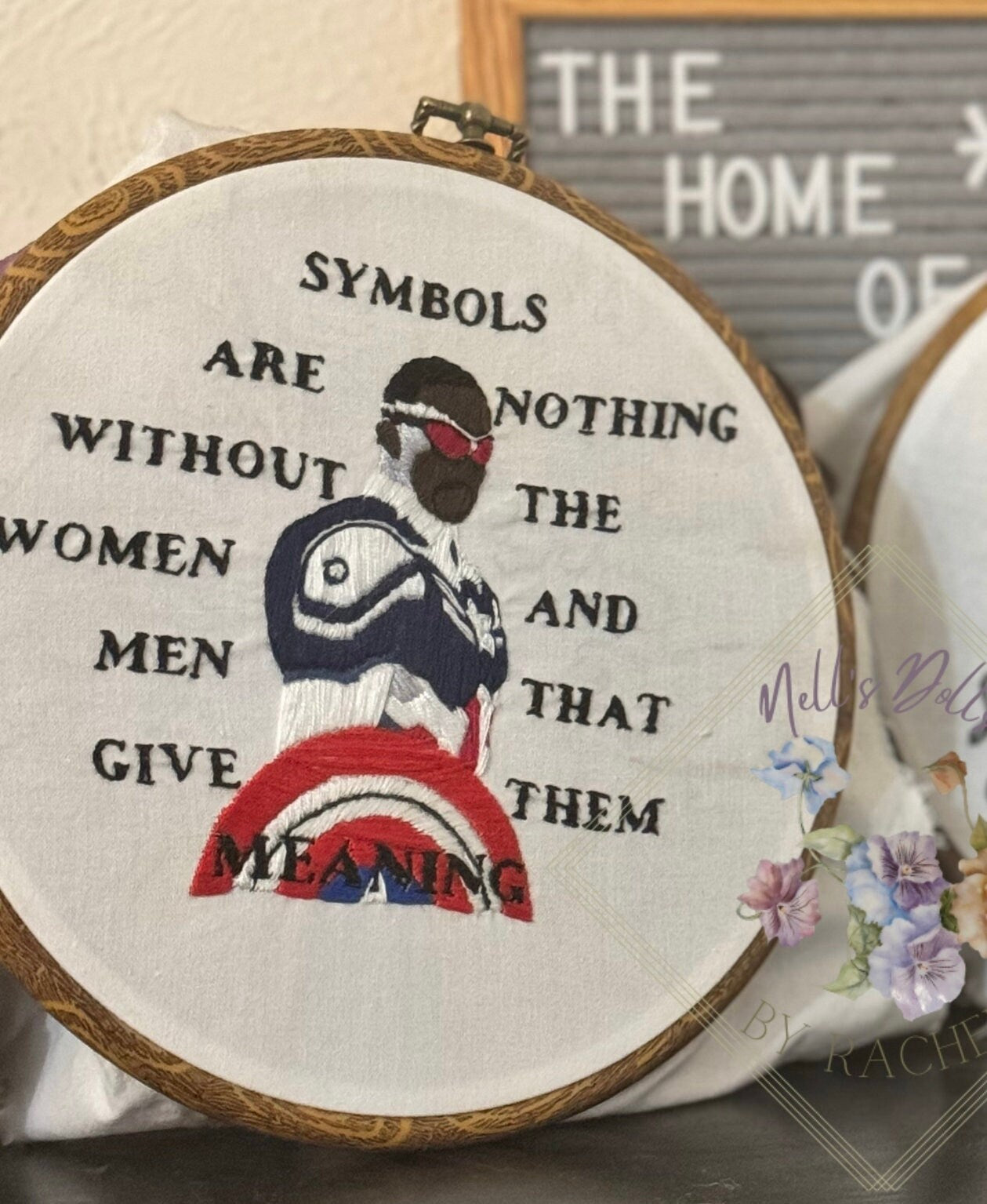 Sam Wilson Symbol Embroidery with Hoop